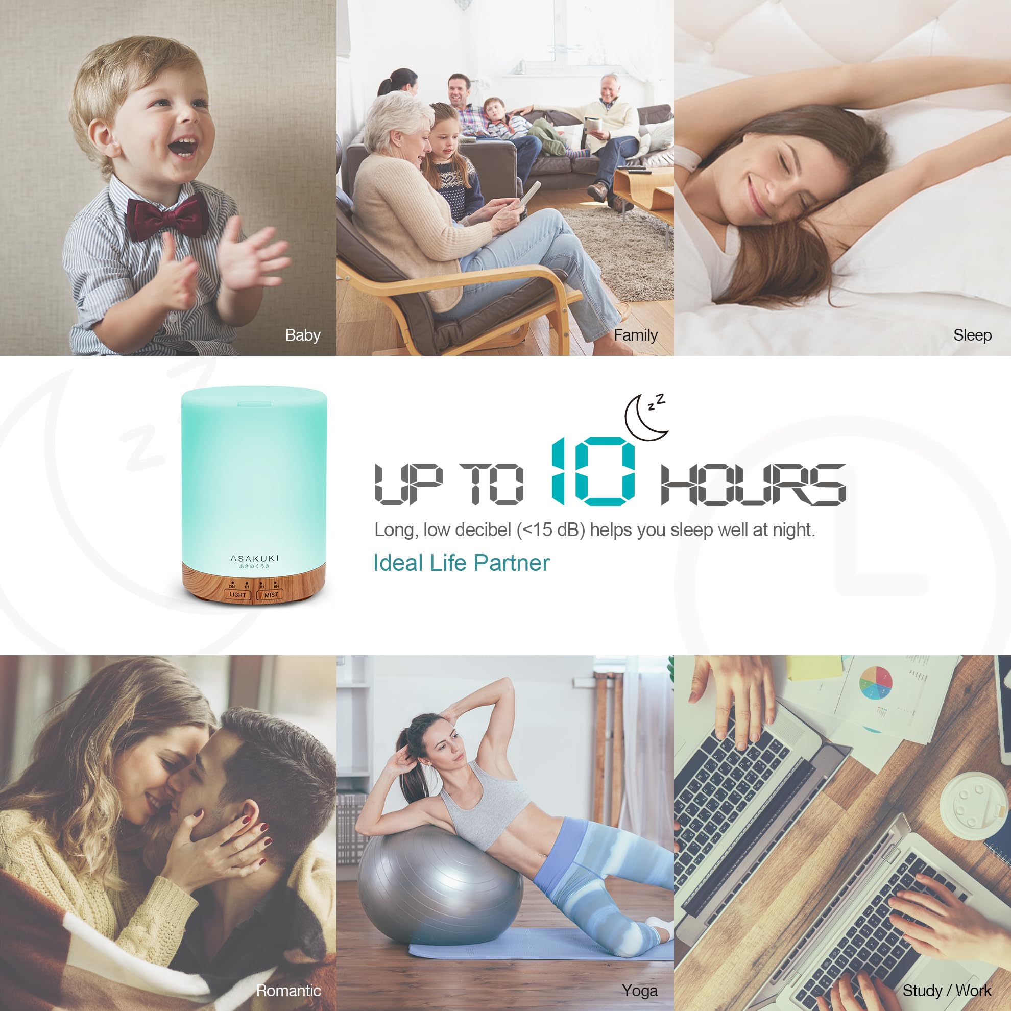 Diffuseur d'Huiles Essentielles 300 ml en Grain de Bois - Brumisateur Ultrasonique, 7 Couleurs LED, 3 Modes de Minuterie, Arrêt Automatique, Humidificateur Aromathérapie pour Maison et Bureau - Cadeau Idéal