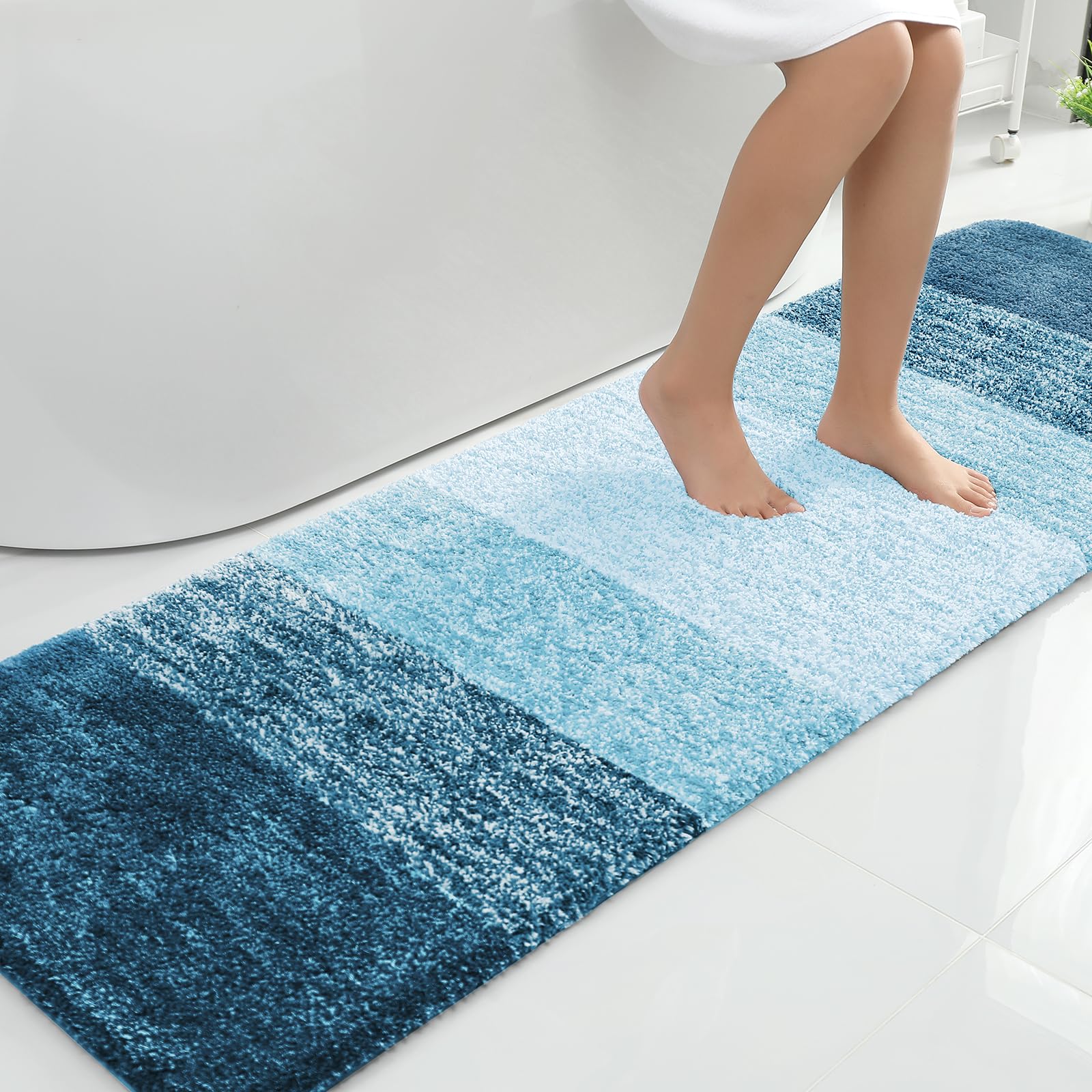 Tapis de bain en microfibre ultra doux et absorbant - Tapis shaggy antidérapant, lavable en machine, 40x60 cm