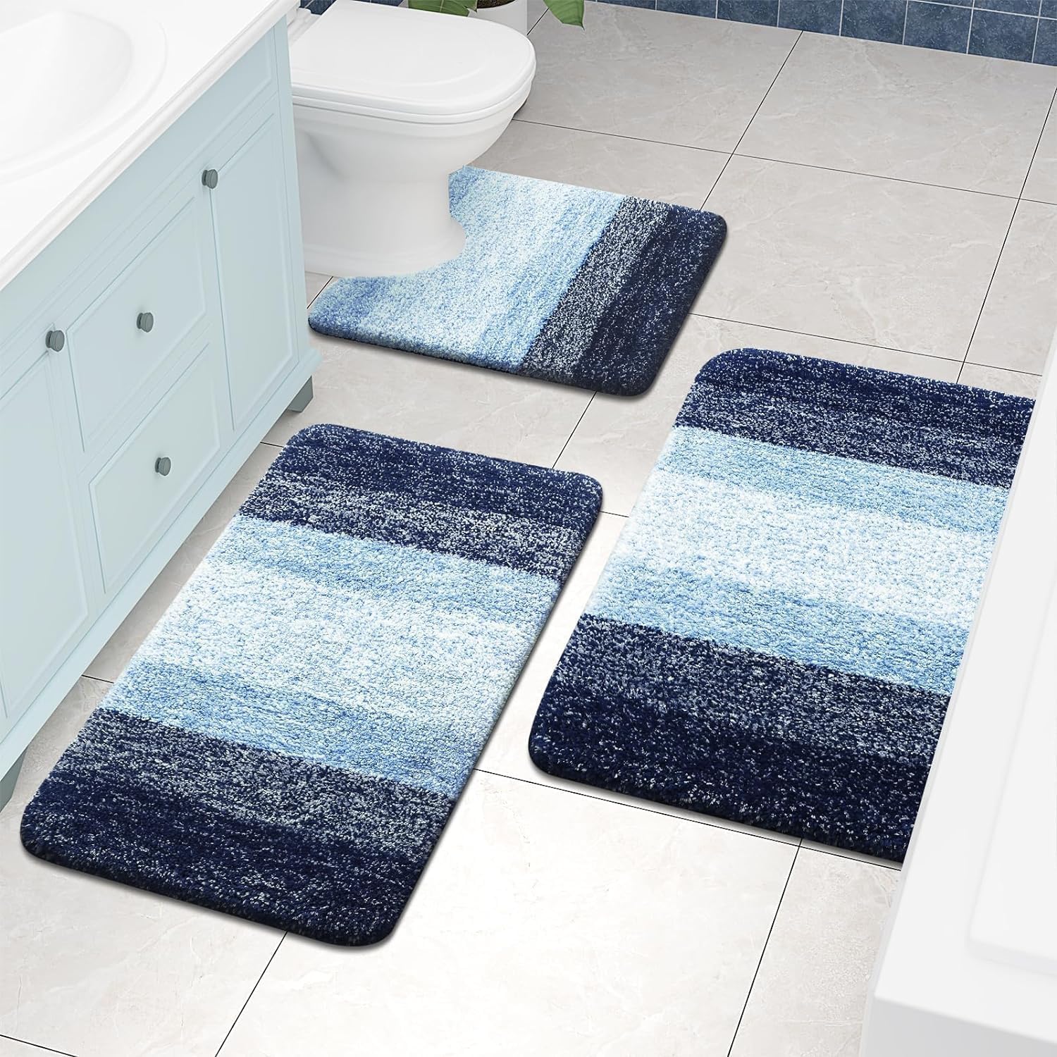 Tapis de bain en microfibre ultra doux et absorbant - Tapis shaggy antidérapant, lavable en machine, 40x60 cm