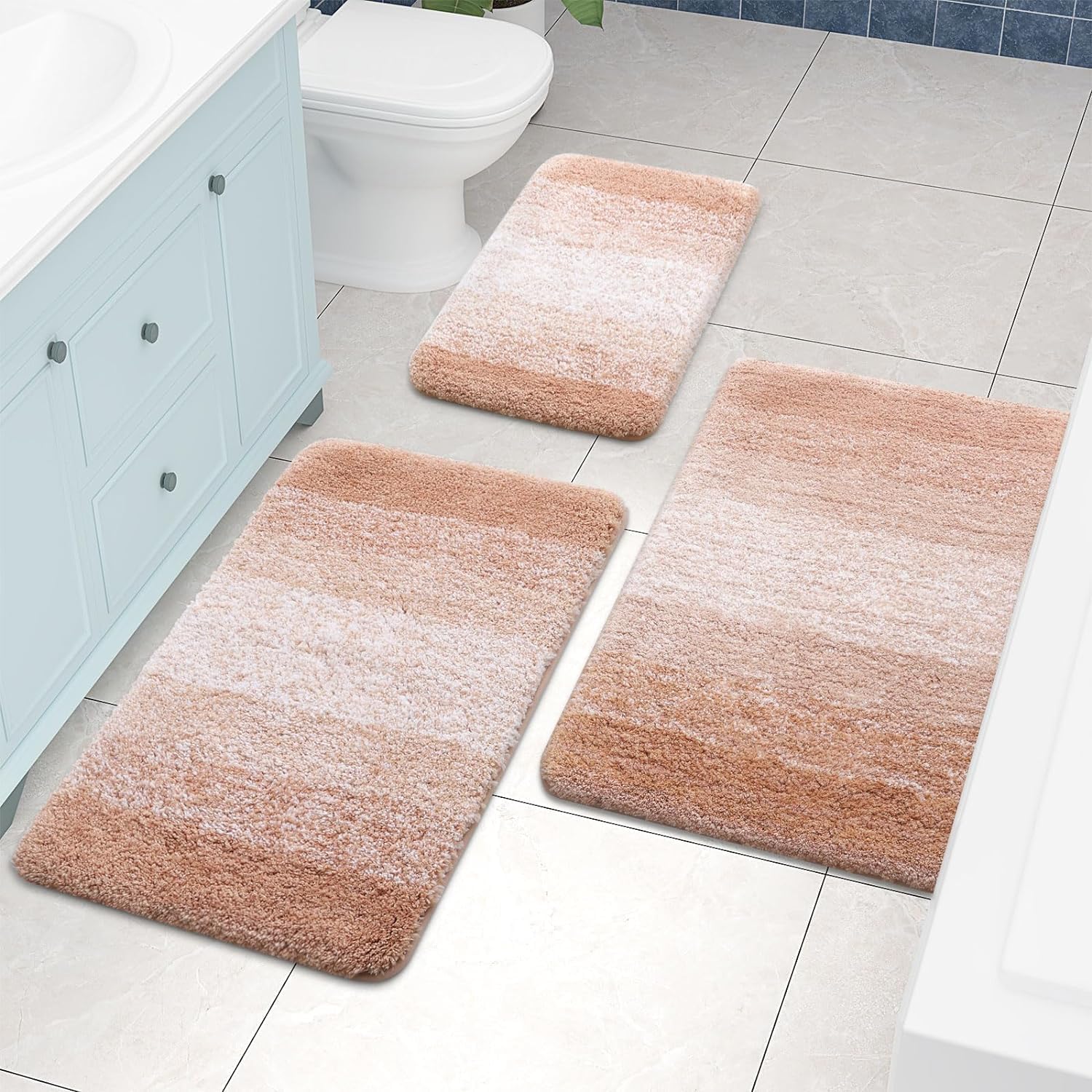 Tapis de bain en microfibre ultra doux et absorbant - Tapis shaggy antidérapant, lavable en machine, 40x60 cm