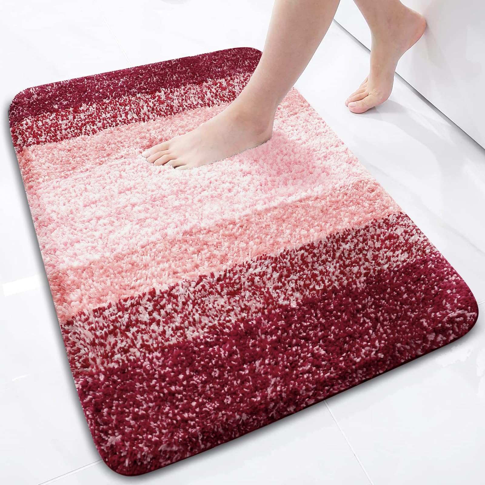 Tapis de bain en microfibre ultra doux et absorbant - Tapis shaggy antidérapant, lavable en machine, 40x60 cm