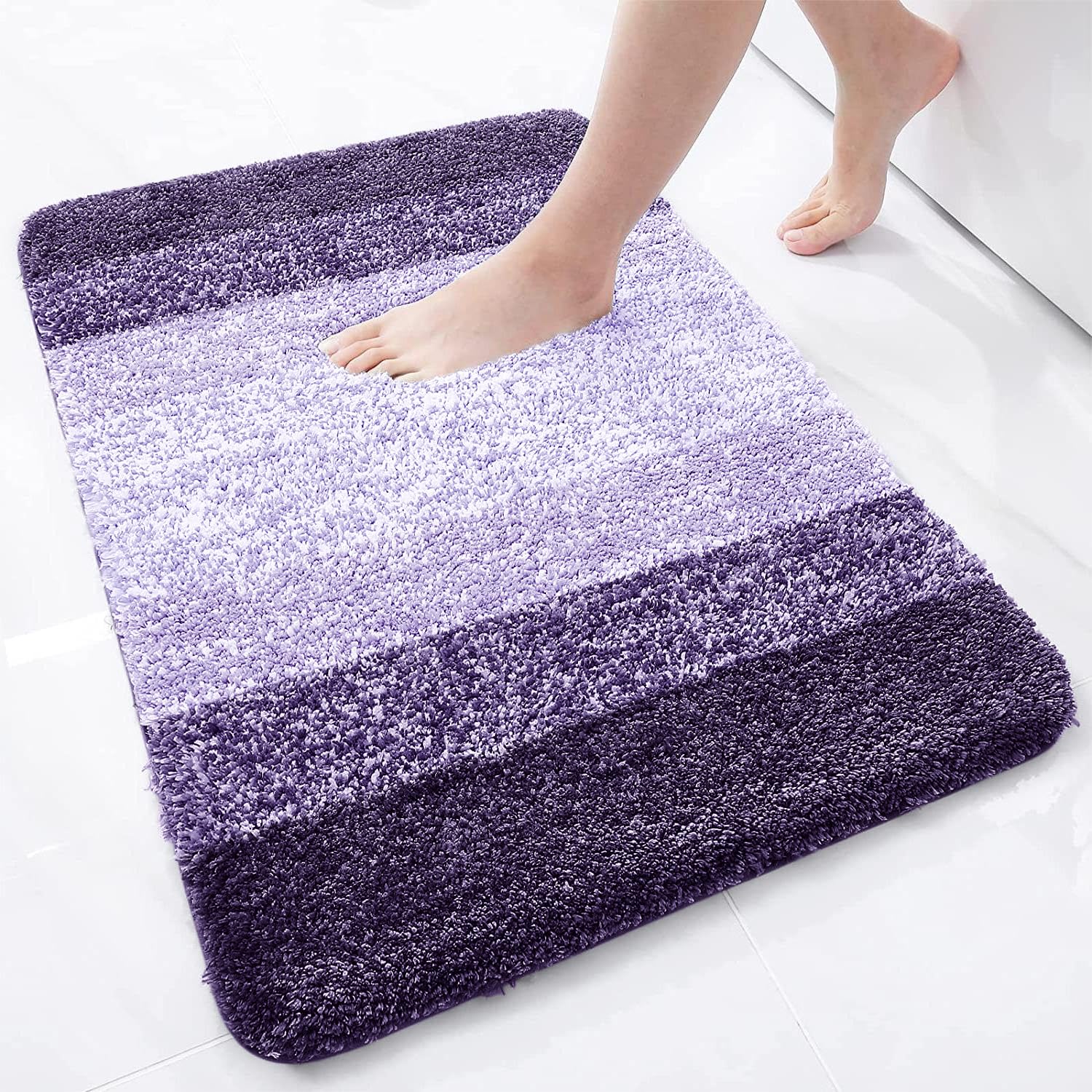 Tapis de bain en microfibre ultra doux et absorbant - Tapis shaggy antidérapant, lavable en machine, 40x60 cm