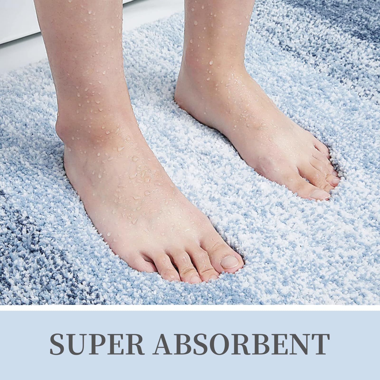 Tapis de bain en microfibre ultra doux et absorbant - Tapis shaggy antidérapant, lavable en machine, 40x60 cm