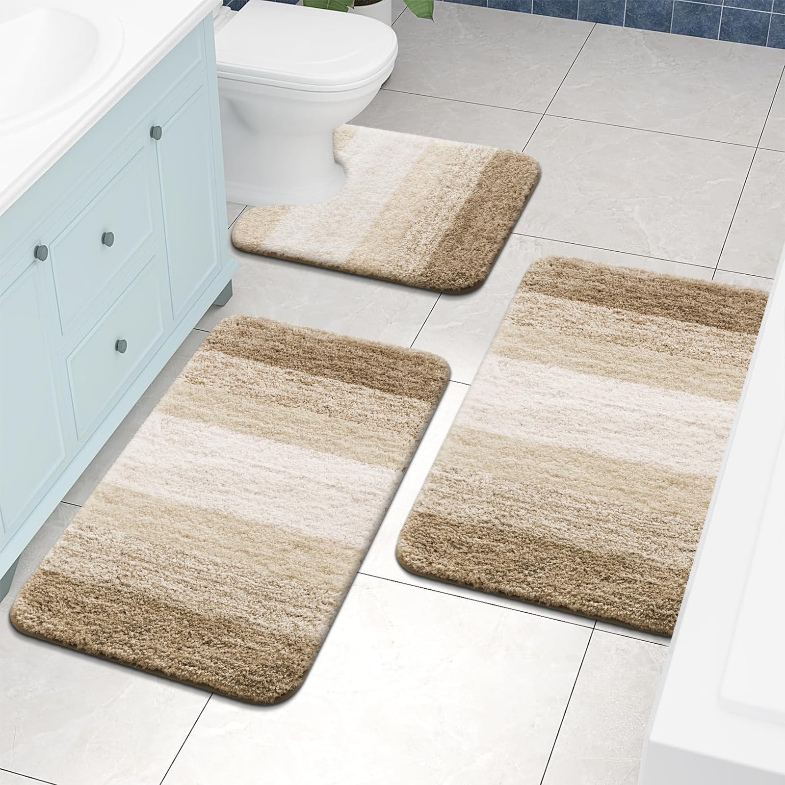 Tapis de bain en microfibre ultra doux et absorbant - Tapis shaggy antidérapant, lavable en machine, 40x60 cm