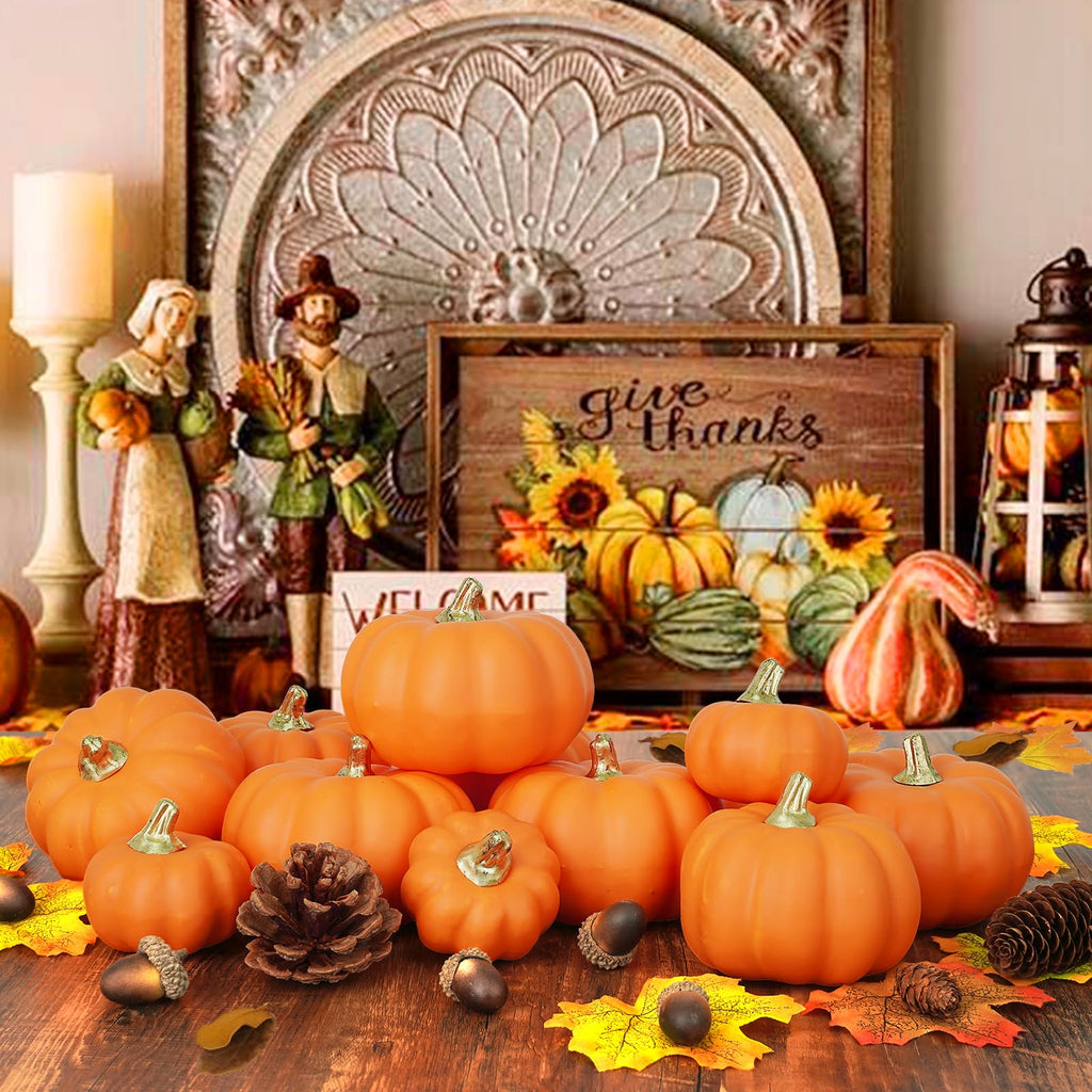 Lot de 48 Citrouilles Artificielles pour Décor d’Automne - Déco Halloween et Thanksgiving, Mini-Citrouilles pour Table, Maison, Jardin, Mariage - Ambiance Festive Rustique