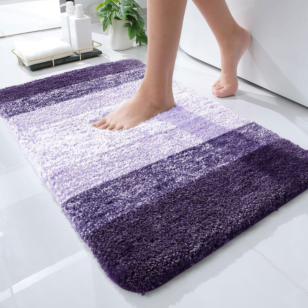 Tapis de bain en microfibre ultra doux et absorbant - Tapis shaggy antidérapant, lavable en machine, 40x60 cm