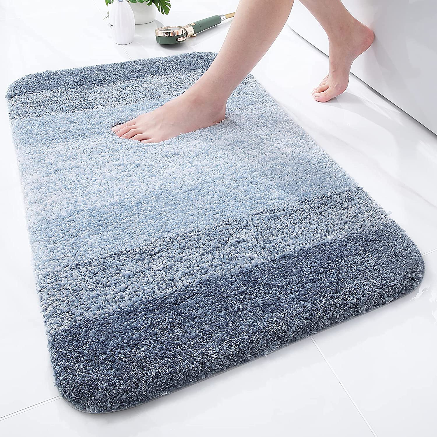 Tapis de bain en microfibre ultra doux et absorbant - Tapis shaggy antidérapant, lavable en machine, 40x60 cm