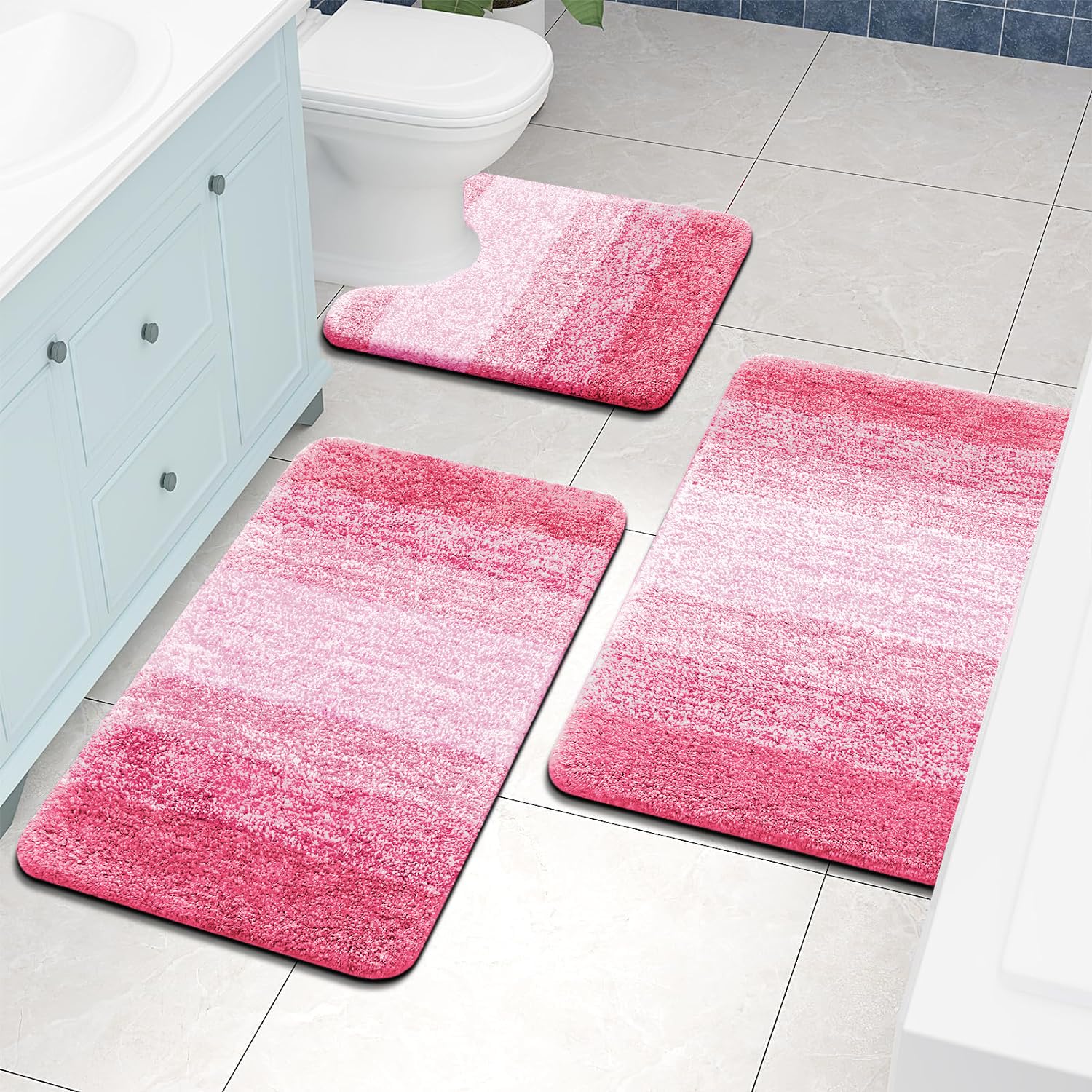 Tapis de bain en microfibre ultra doux et absorbant - Tapis shaggy antidérapant, lavable en machine, 40x60 cm