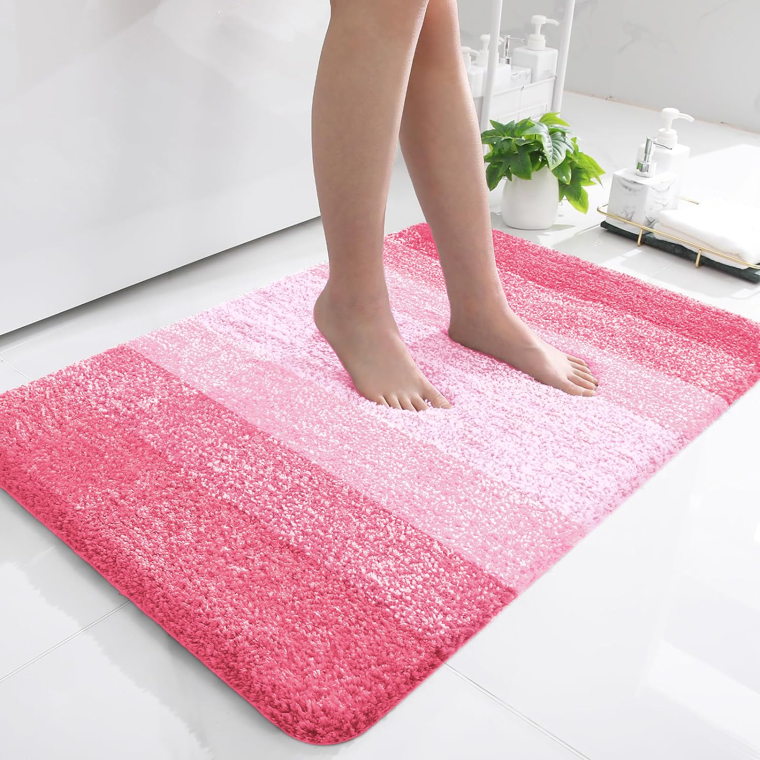 Tapis de bain en microfibre ultra doux et absorbant - Tapis shaggy antidérapant, lavable en machine, 40x60 cm