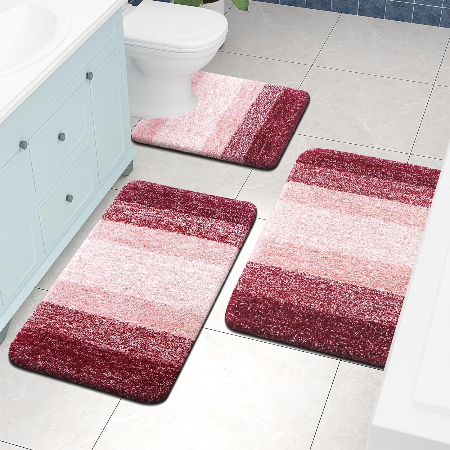 Tapis de bain en microfibre ultra doux et absorbant - Tapis shaggy antidérapant, lavable en machine, 40x60 cm