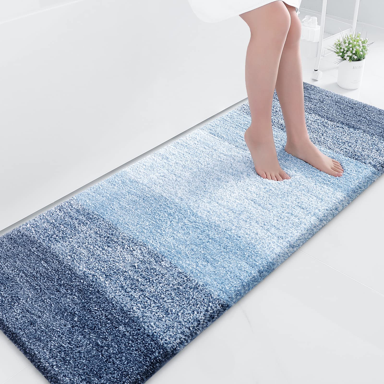 Tapis de bain en microfibre ultra doux et absorbant - Tapis shaggy antidérapant, lavable en machine, 40x60 cm