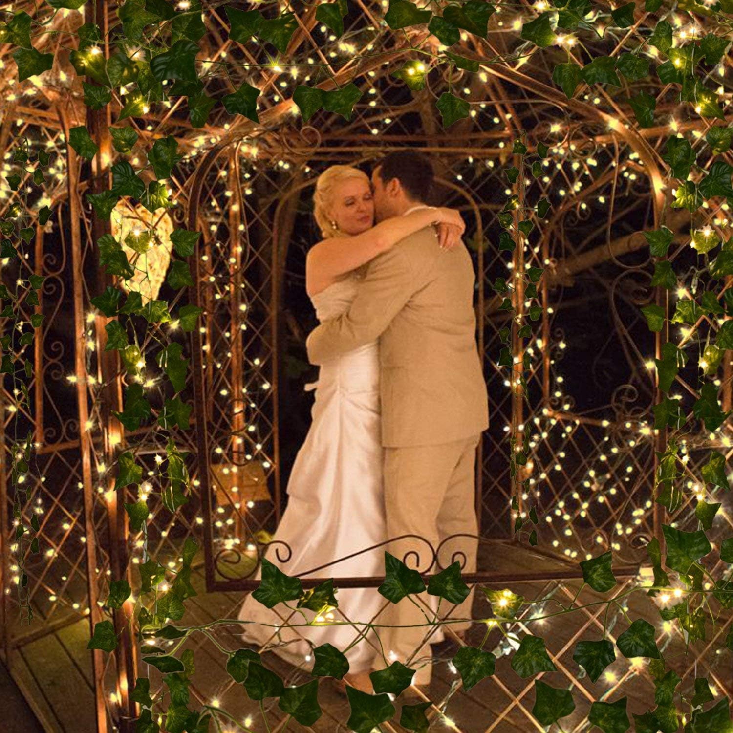 Lot de 12 Guirlandes de Lierre Artificiel 25m avec Fleurs Vertes et Pinces - Plantes Suspendues Faux Verdure pour Déco Chambre Bohème, Maison, Jardin, Mur, Mariage - Ambiance Naturelle