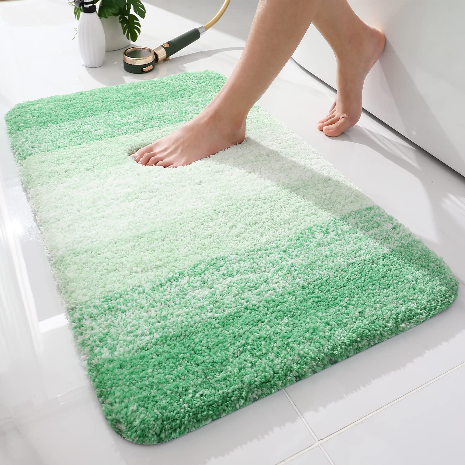Tapis de bain en microfibre ultra doux et absorbant - Tapis shaggy antidérapant, lavable en machine, 40x60 cm