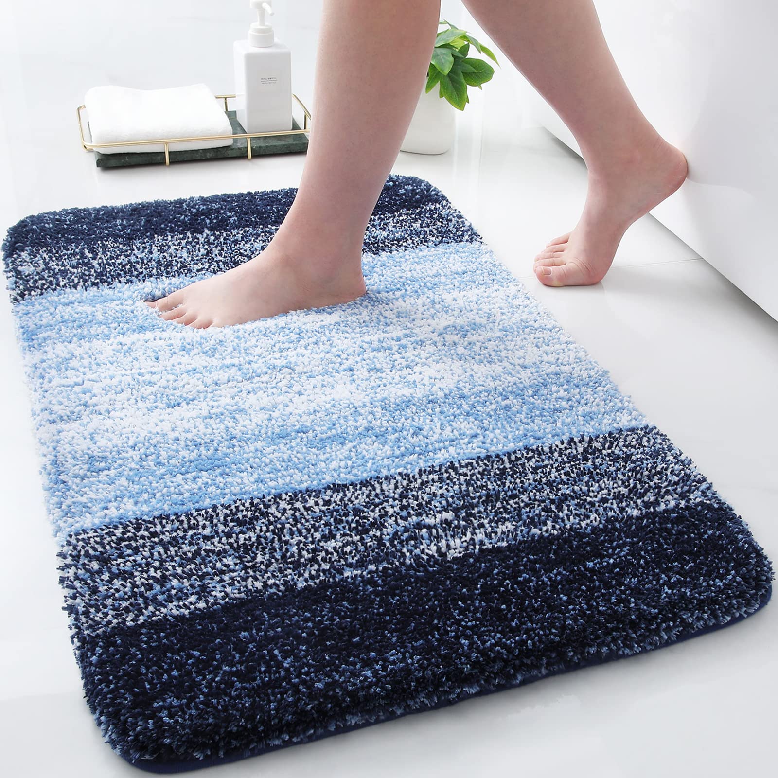 Tapis de bain en microfibre ultra doux et absorbant - Tapis shaggy antidérapant, lavable en machine, 40x60 cm