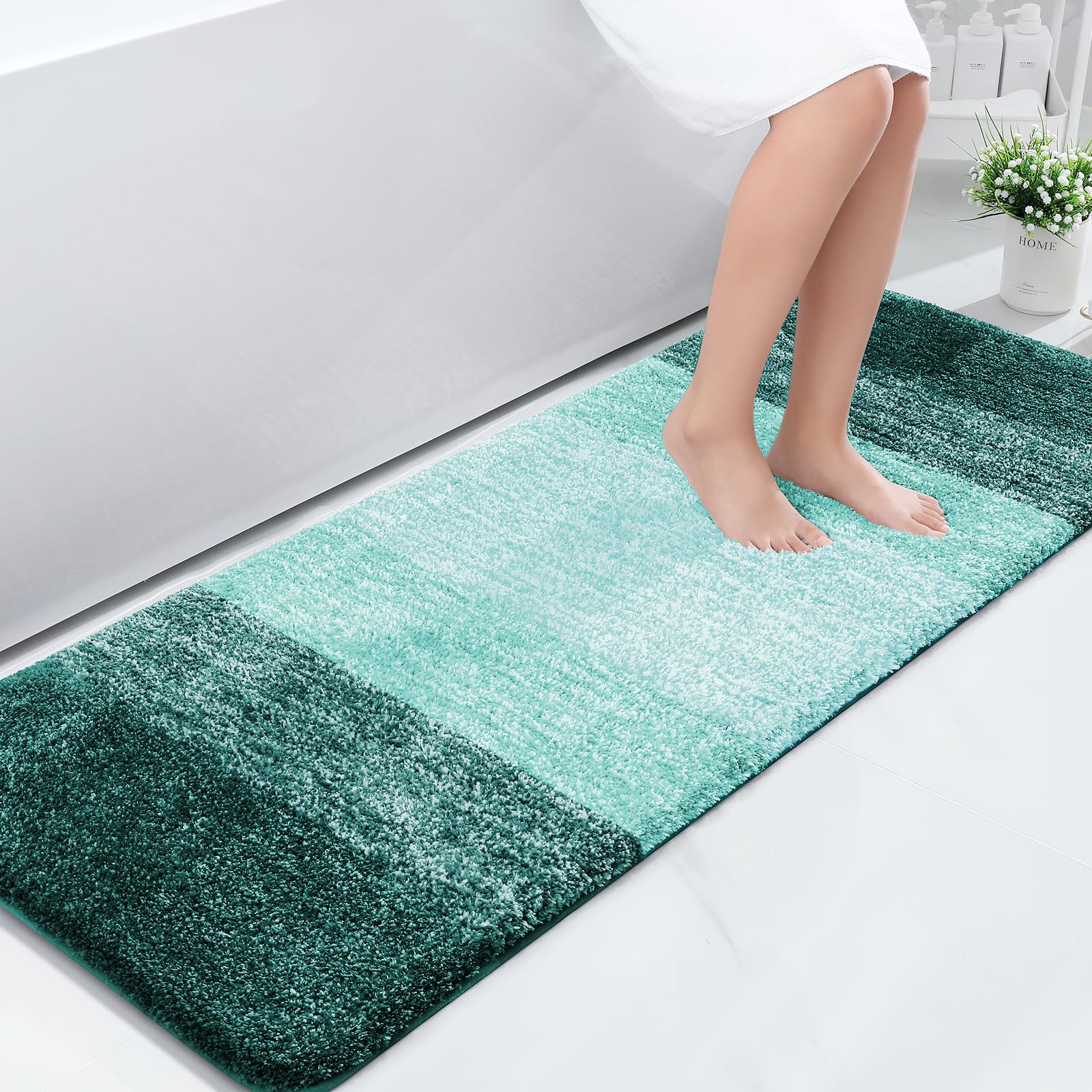 Tapis de bain en microfibre ultra doux et absorbant - Tapis shaggy antidérapant, lavable en machine, 40x60 cm
