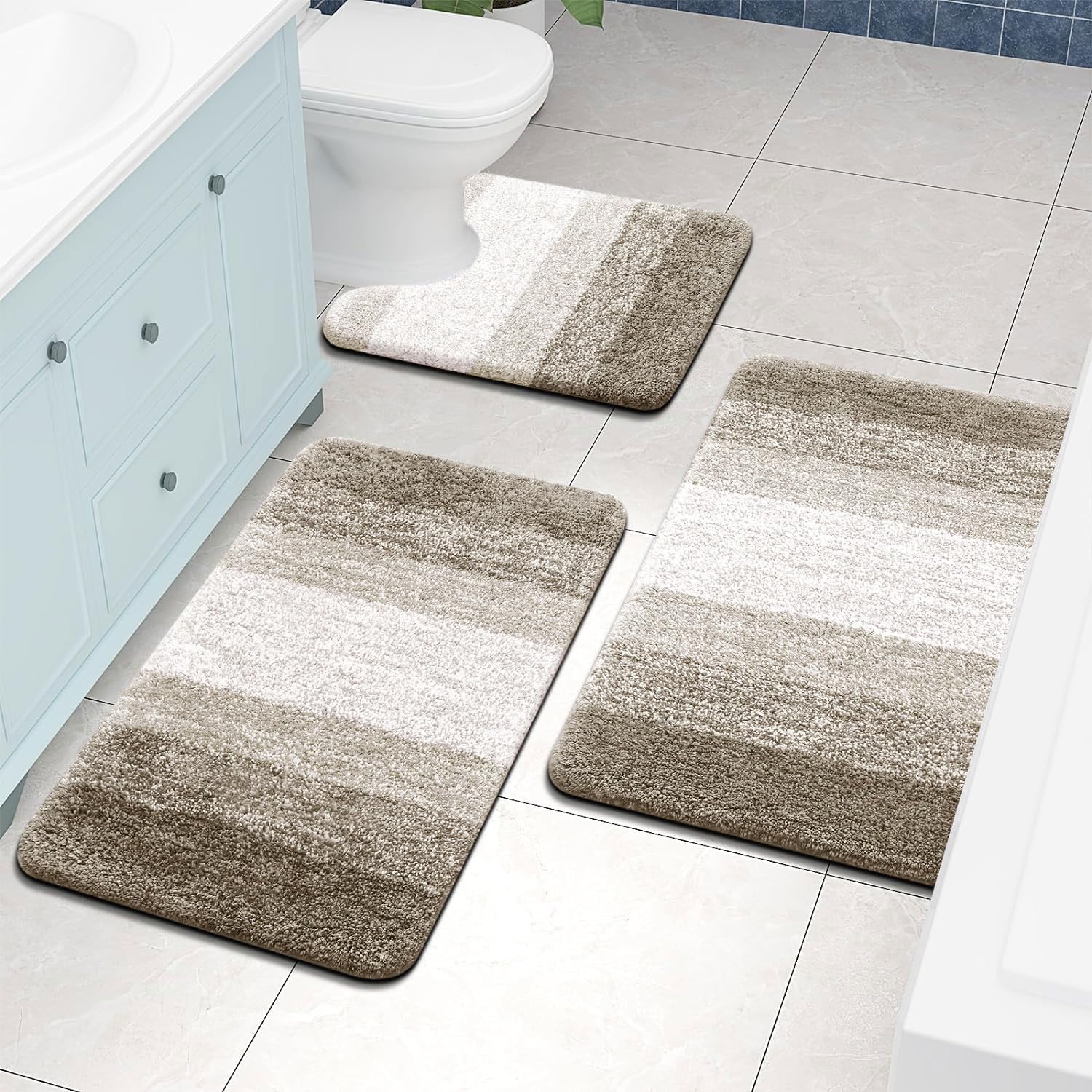 Tapis de bain en microfibre ultra doux et absorbant - Tapis shaggy antidérapant, lavable en machine, 40x60 cm