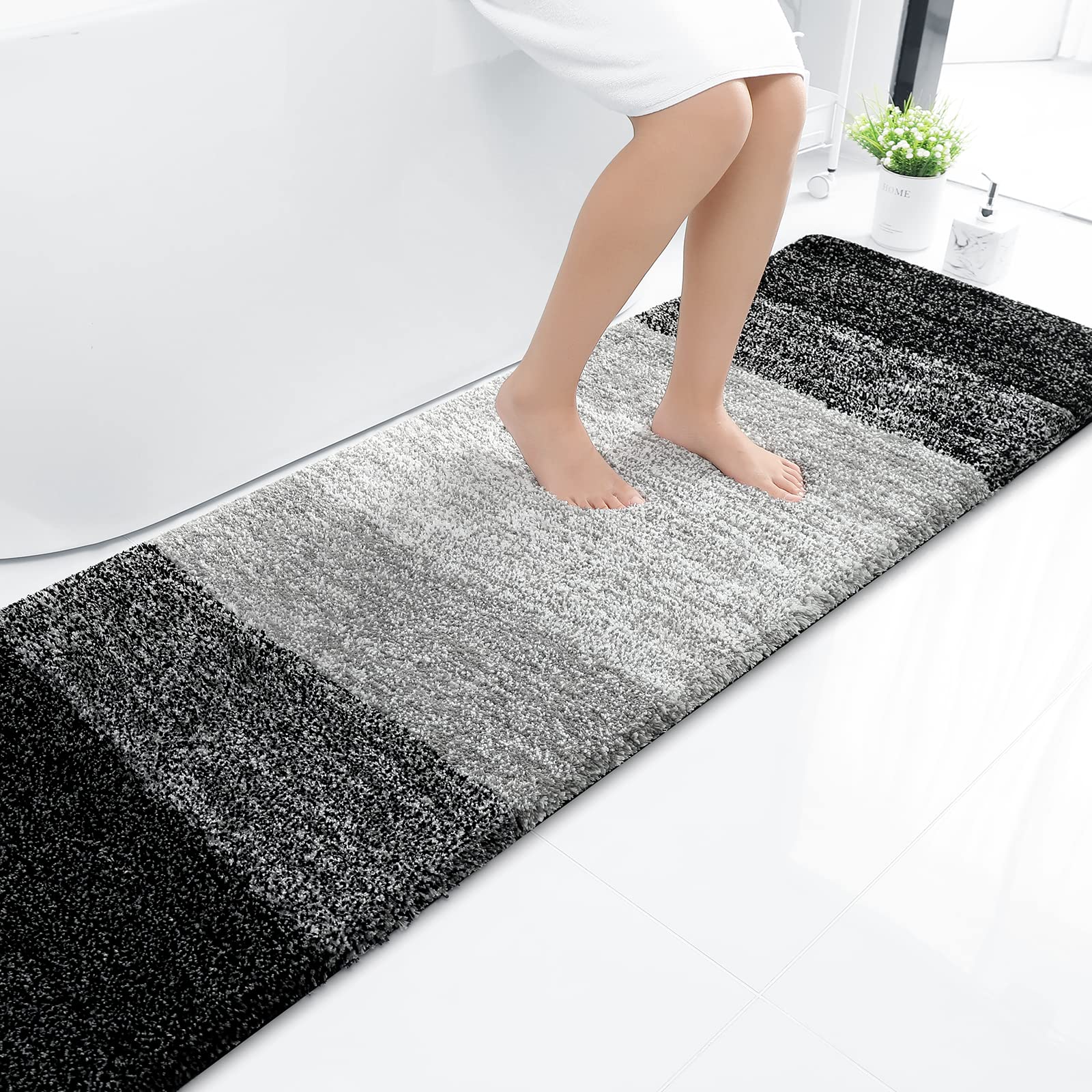 Tapis de bain en microfibre ultra doux et absorbant - Tapis shaggy antidérapant, lavable en machine, 40x60 cm