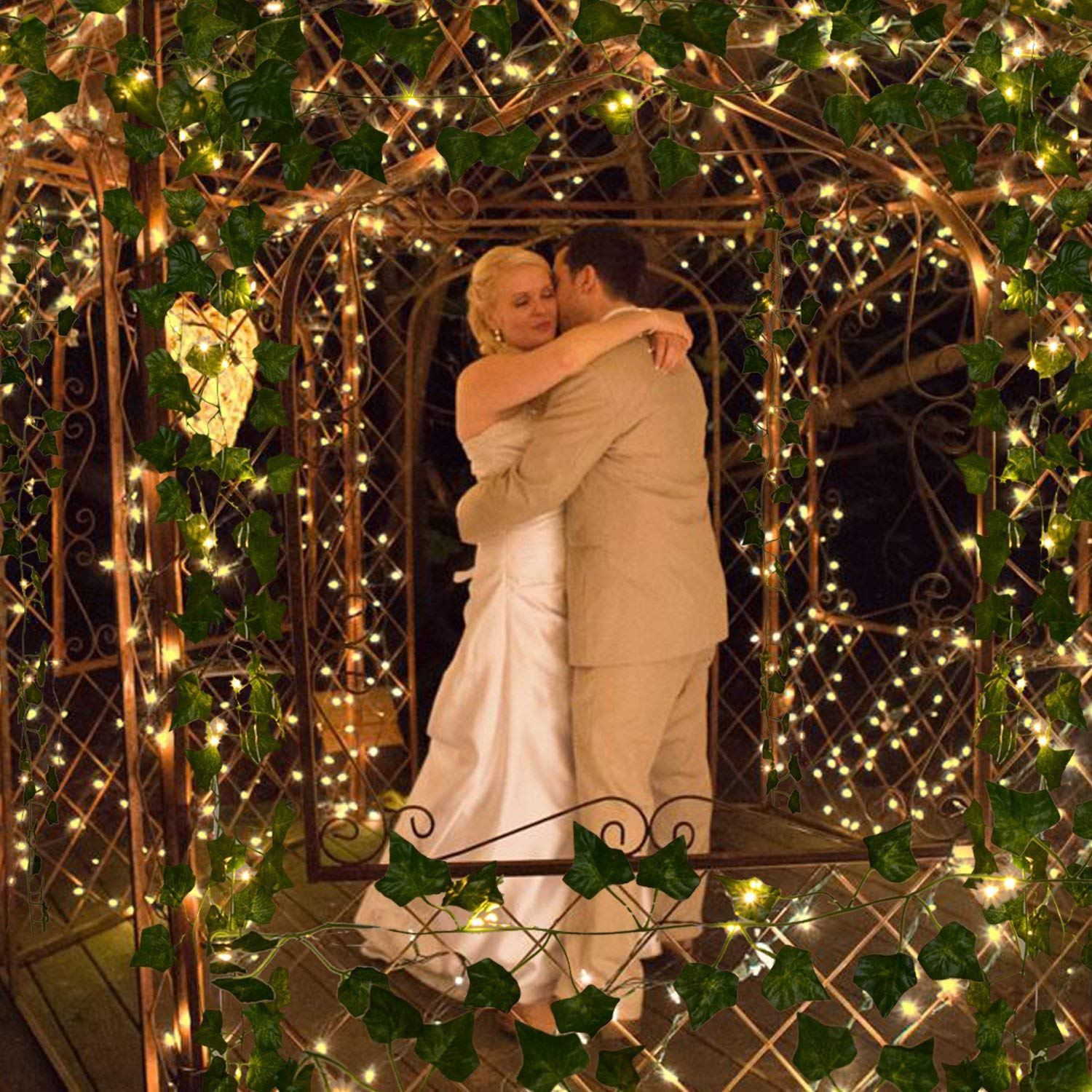 Lot de 12 Guirlandes de Lierre Artificiel 25m avec Fleurs Vertes et Pinces - Plantes Suspendues Faux Verdure pour Déco Chambre Bohème, Maison, Jardin, Mur, Mariage - Ambiance Naturelle