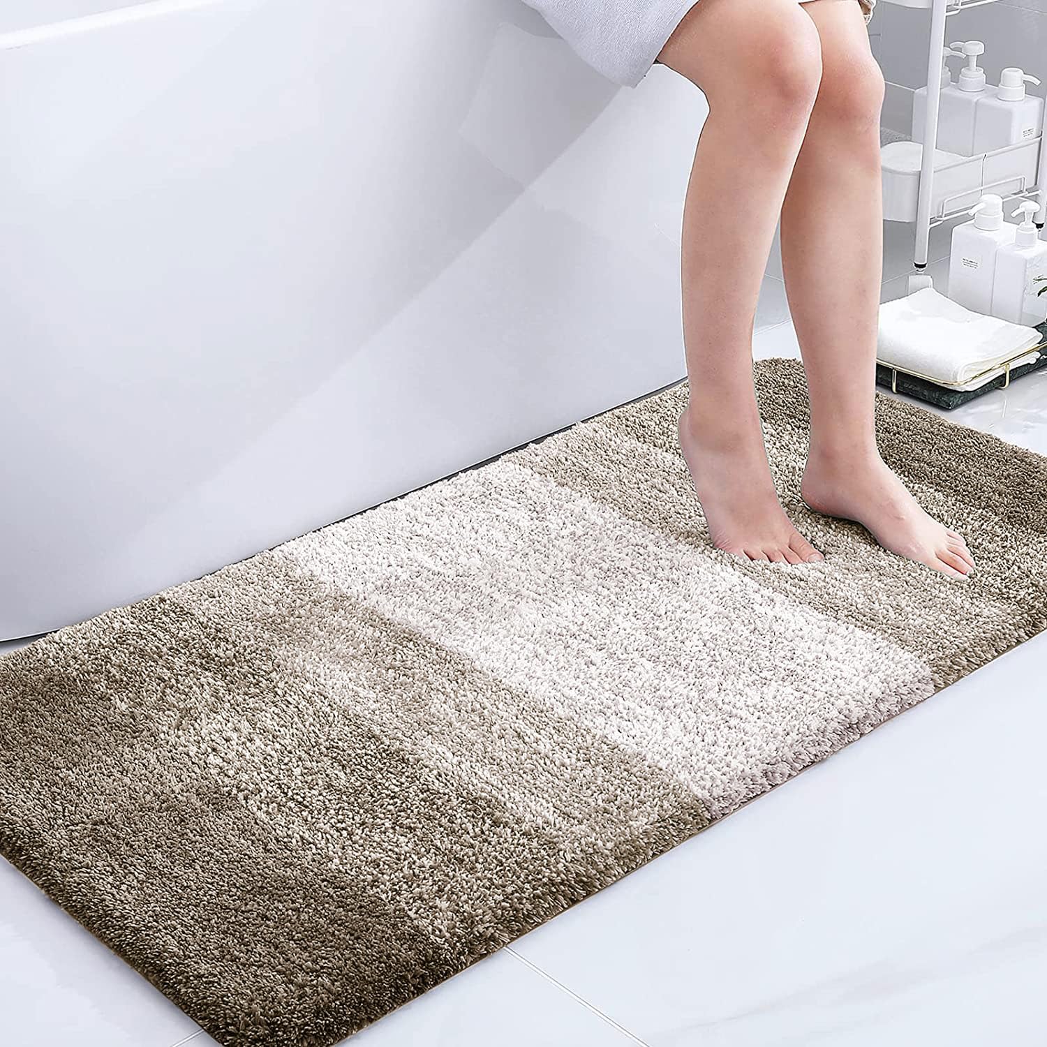 Tapis de bain en microfibre ultra doux et absorbant - Tapis shaggy antidérapant, lavable en machine, 40x60 cm