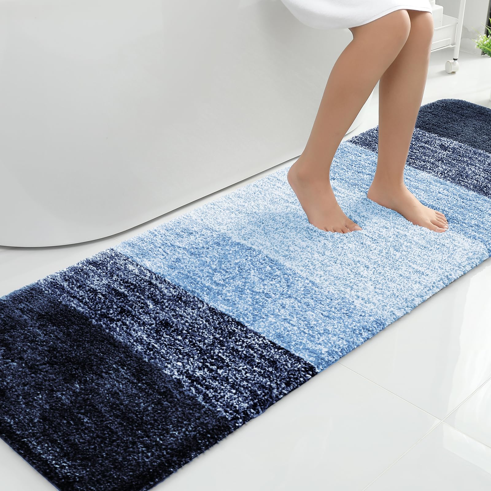 Tapis de bain en microfibre ultra doux et absorbant - Tapis shaggy antidérapant, lavable en machine, 40x60 cm
