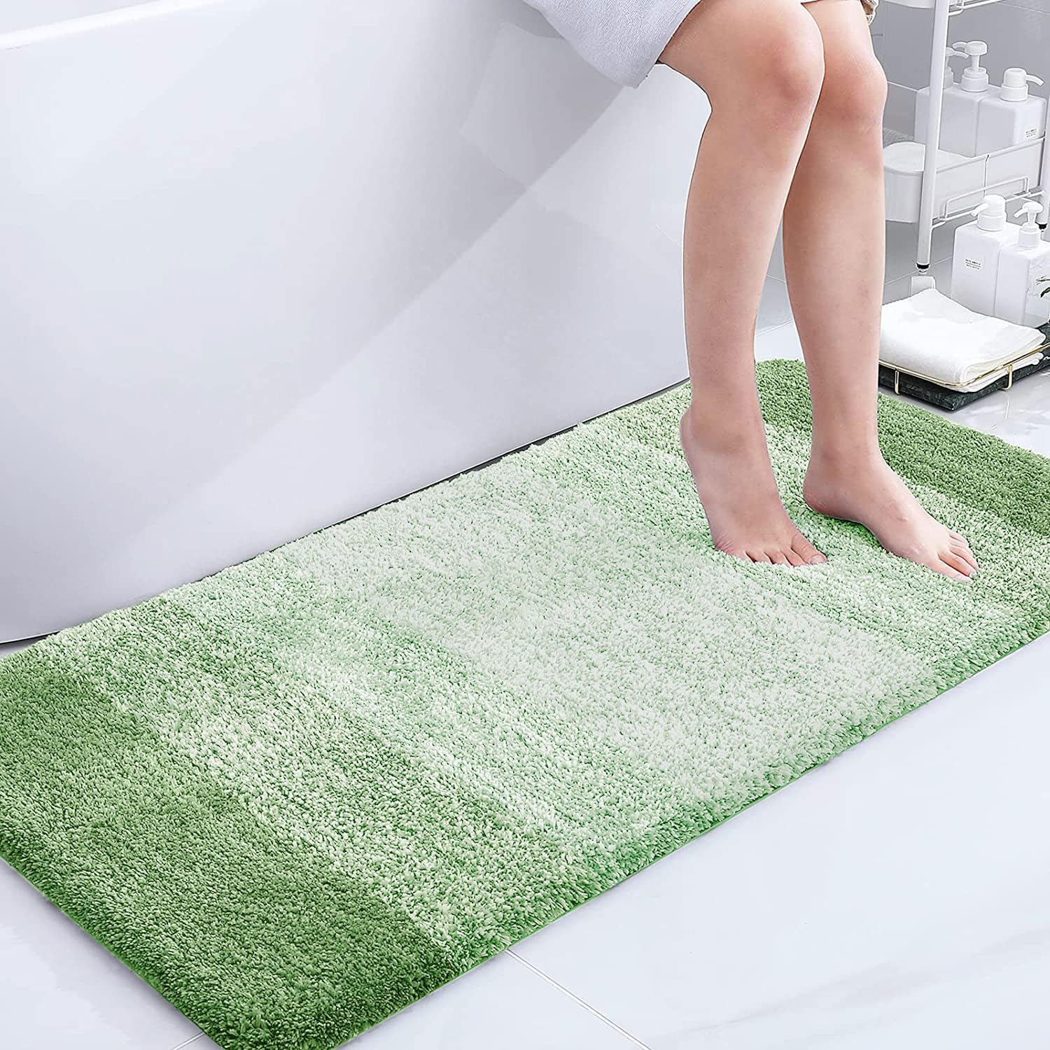 Tapis de bain en microfibre ultra doux et absorbant - Tapis shaggy antidérapant, lavable en machine, 40x60 cm