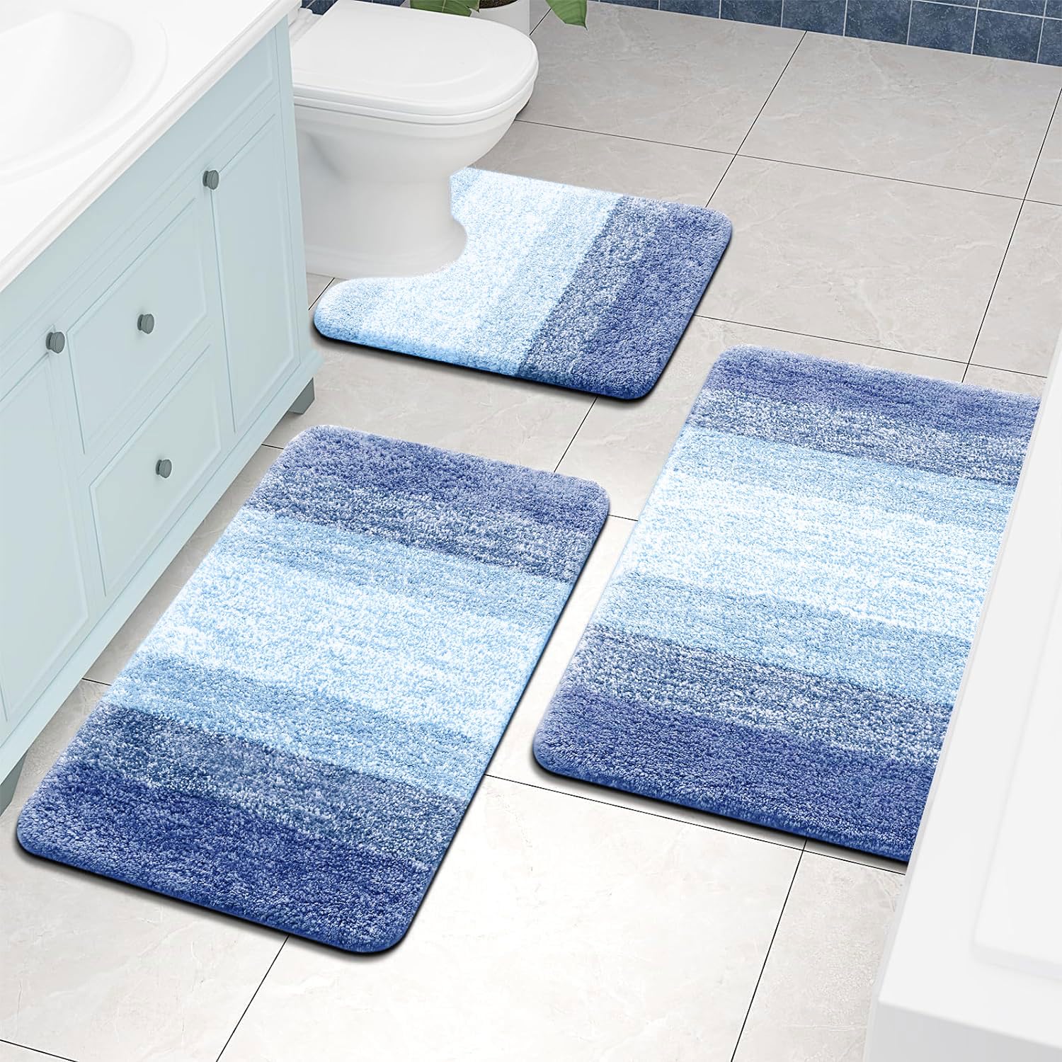 Tapis de bain en microfibre ultra doux et absorbant - Tapis shaggy antidérapant, lavable en machine, 40x60 cm