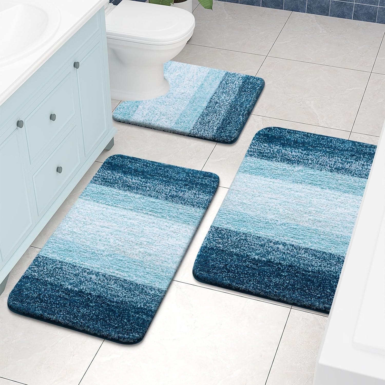 Tapis de bain en microfibre ultra doux et absorbant - Tapis shaggy antidérapant, lavable en machine, 40x60 cm