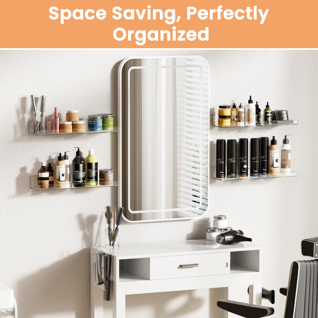 Étagères Acrylique Transparentes Upsimples, 38 cm - Lot de 4 Étagères Flottantes Murales pour Rangement Livres Enfants/Chambre/Chambre/Salle de Bain/Cuisine