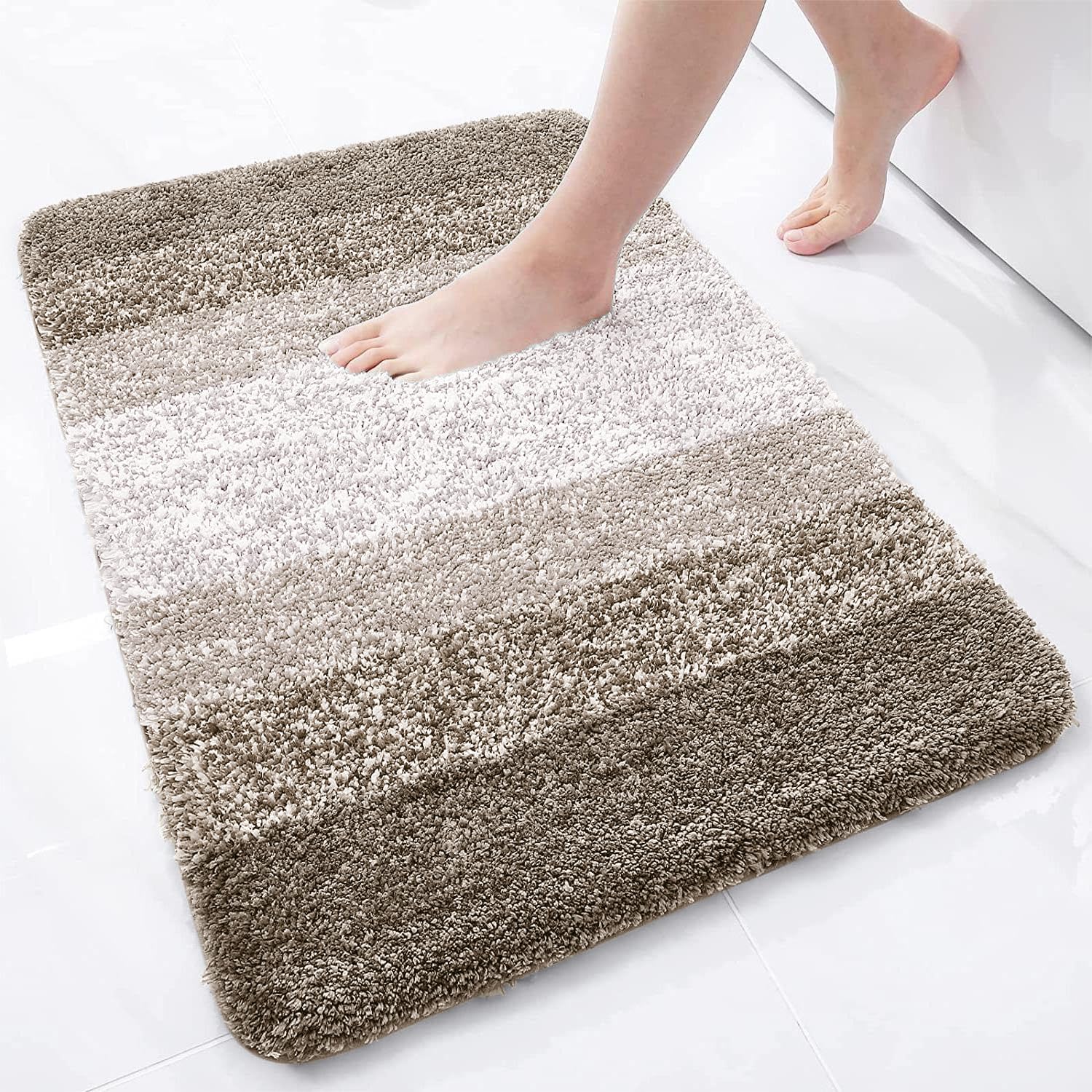 Tapis de bain en microfibre ultra doux et absorbant - Tapis shaggy antidérapant, lavable en machine, 40x60 cm
