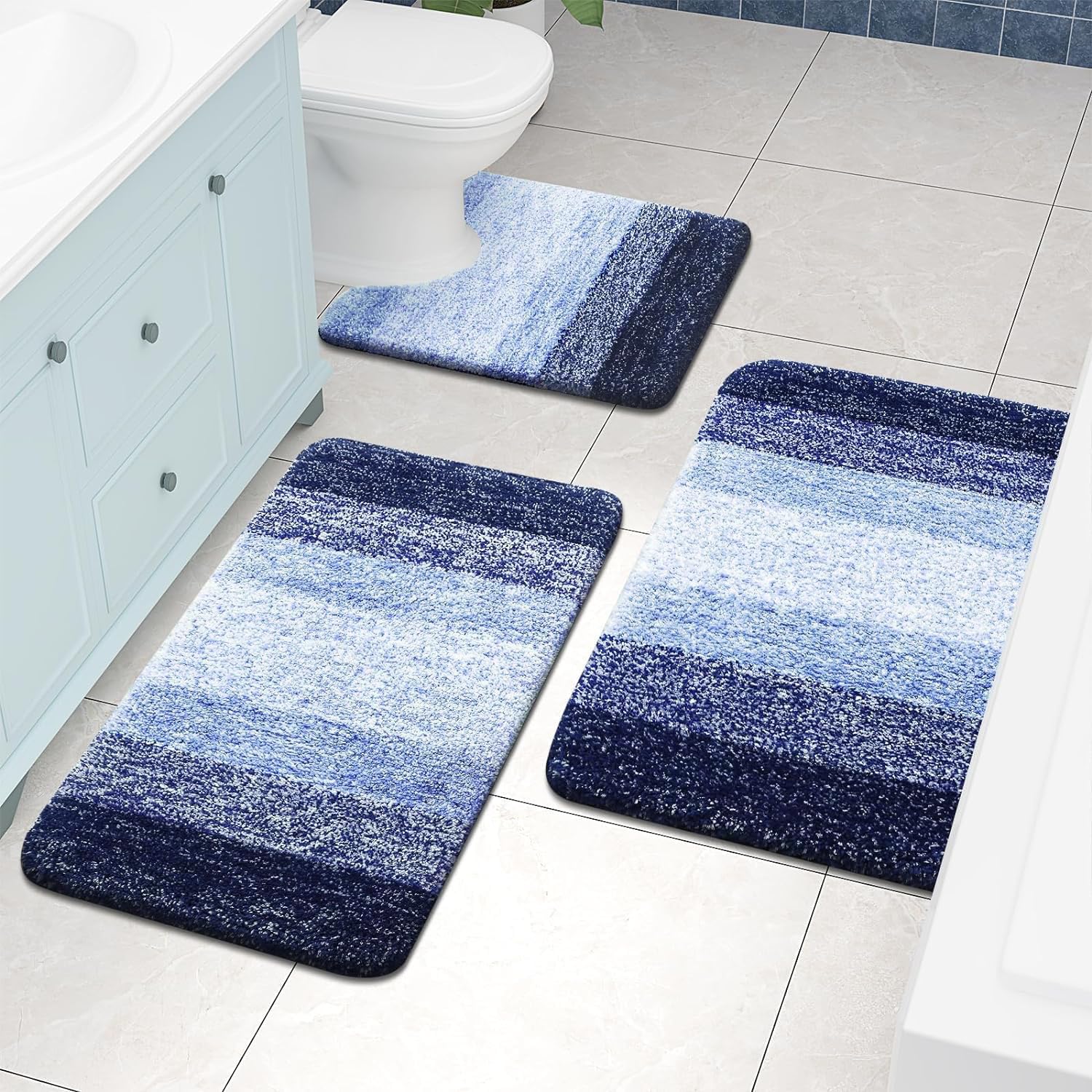 Tapis de bain en microfibre ultra doux et absorbant - Tapis shaggy antidérapant, lavable en machine, 40x60 cm
