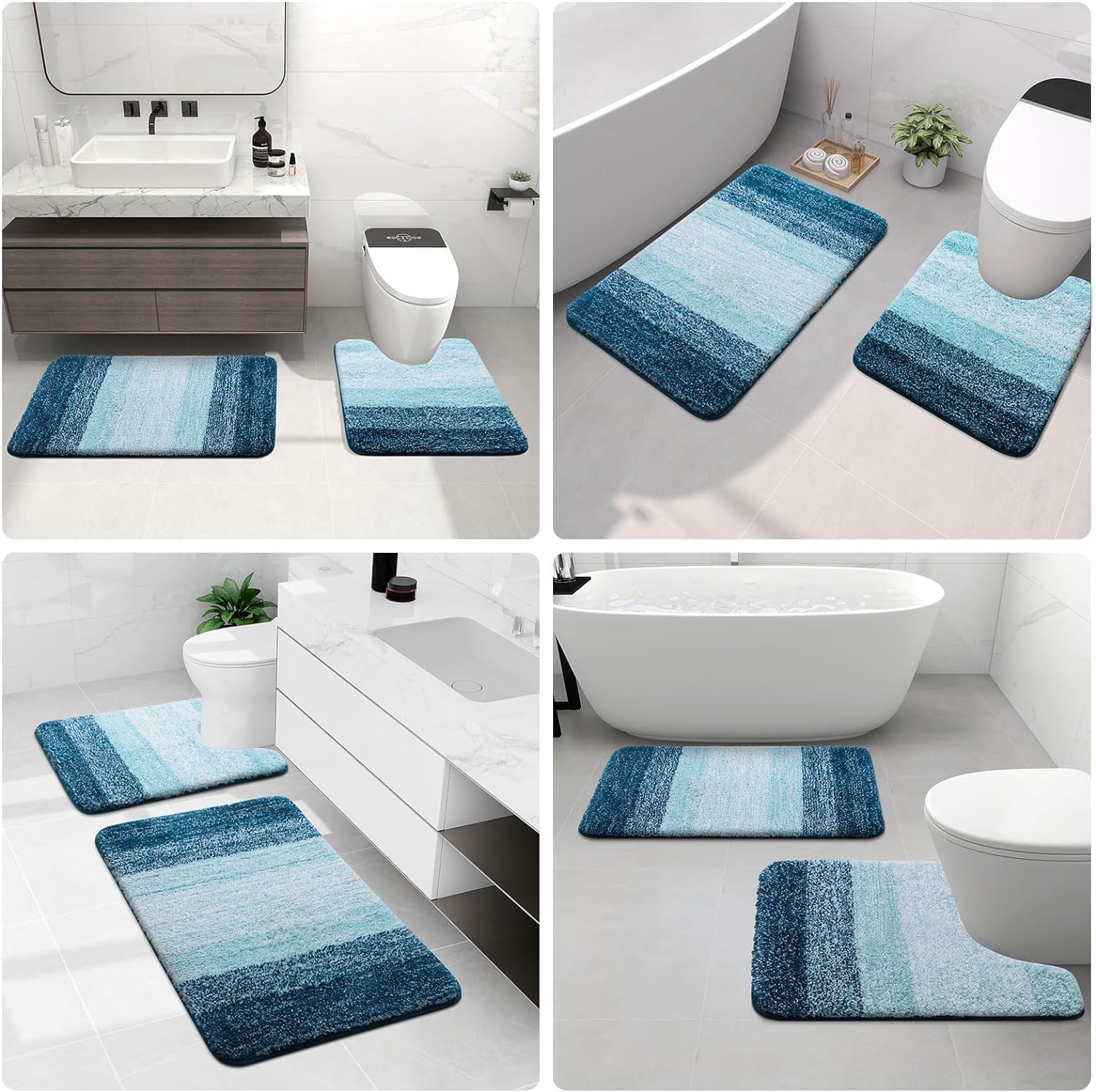 Tapis de bain en microfibre ultra doux et absorbant - Tapis shaggy antidérapant, lavable en machine, 40x60 cm