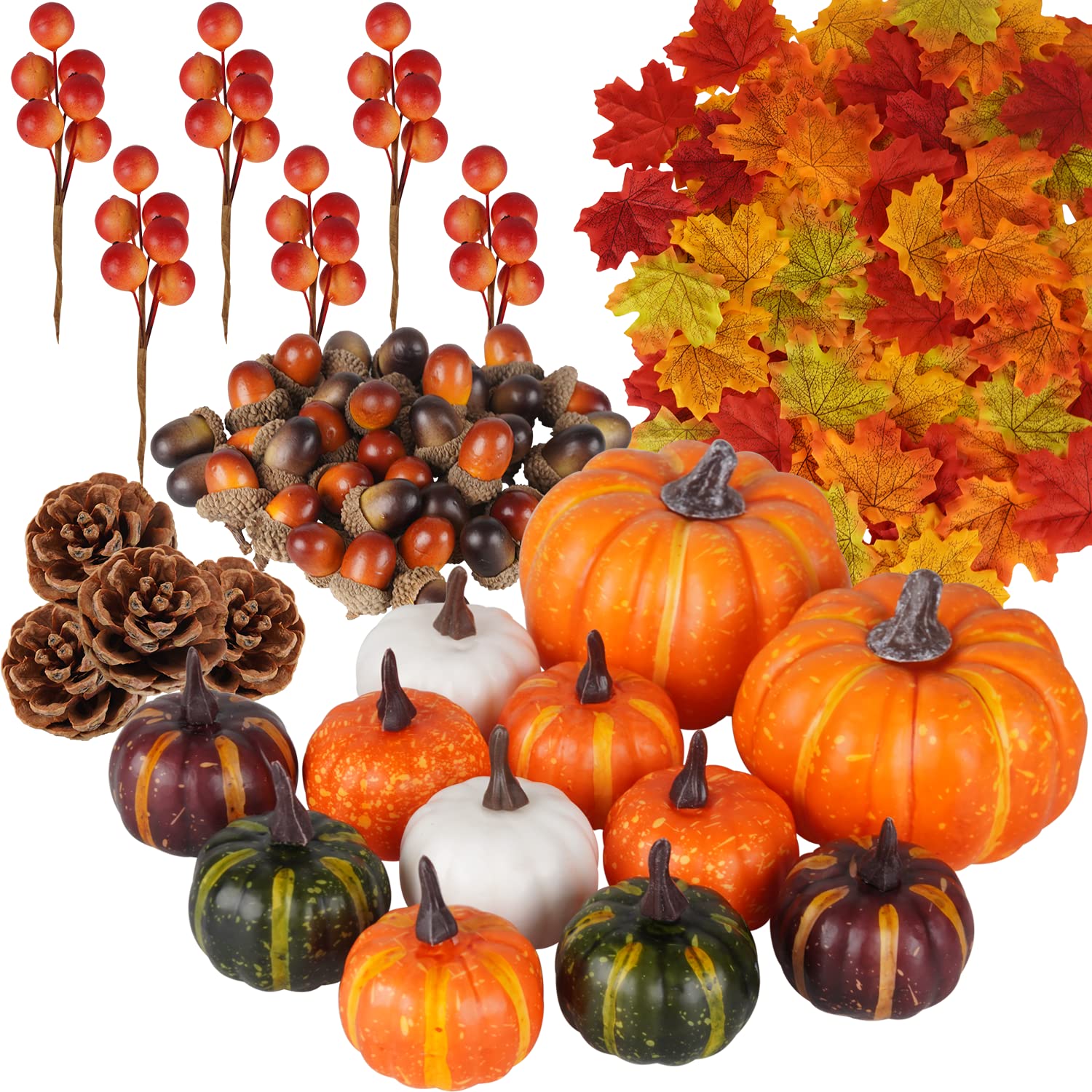 Lot de 48 Citrouilles Artificielles pour Décor d’Automne - Déco Halloween et Thanksgiving, Mini-Citrouilles pour Table, Maison, Jardin, Mariage - Ambiance Festive Rustique