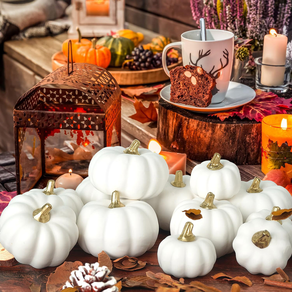 Lot de 48 Citrouilles Artificielles pour Décor d’Automne - Déco Halloween et Thanksgiving, Mini-Citrouilles pour Table, Maison, Jardin, Mariage - Ambiance Festive Rustique