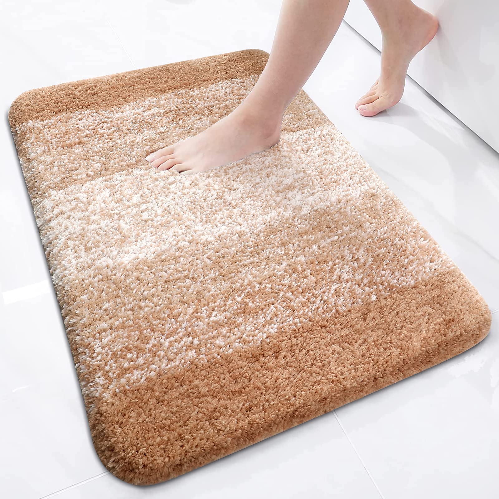 Tapis de bain en microfibre ultra doux et absorbant - Tapis shaggy antidérapant, lavable en machine, 40x60 cm