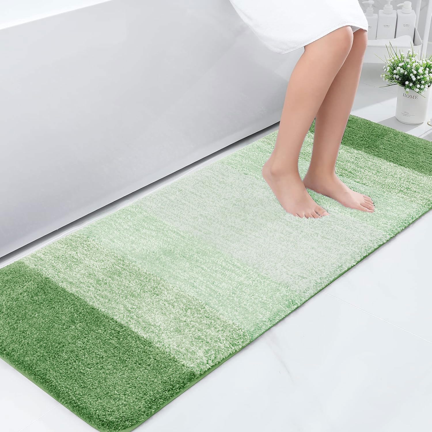 Tapis de bain en microfibre ultra doux et absorbant - Tapis shaggy antidérapant, lavable en machine, 40x60 cm