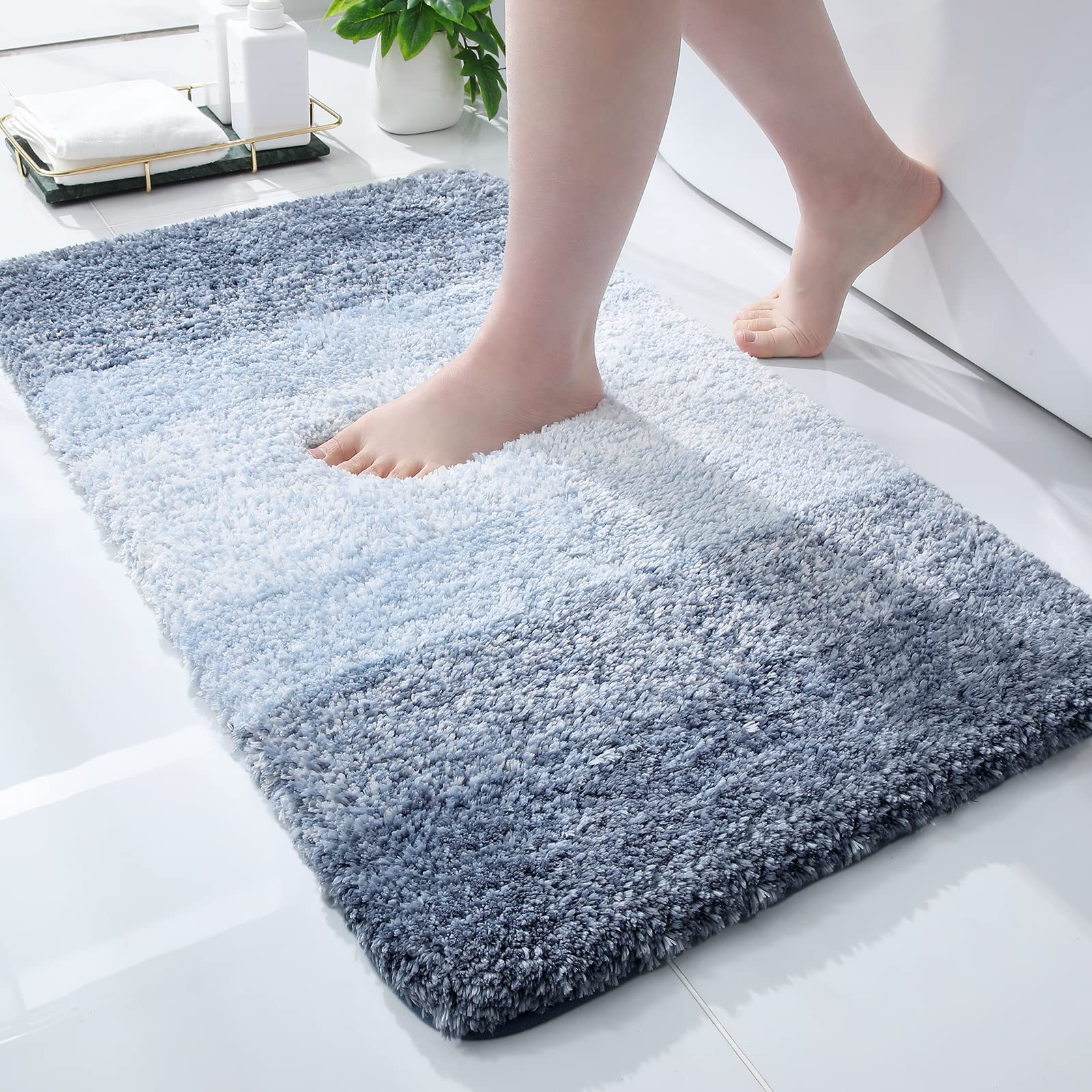 Tapis de bain en microfibre ultra doux et absorbant - Tapis shaggy antidérapant, lavable en machine, 40x60 cm
