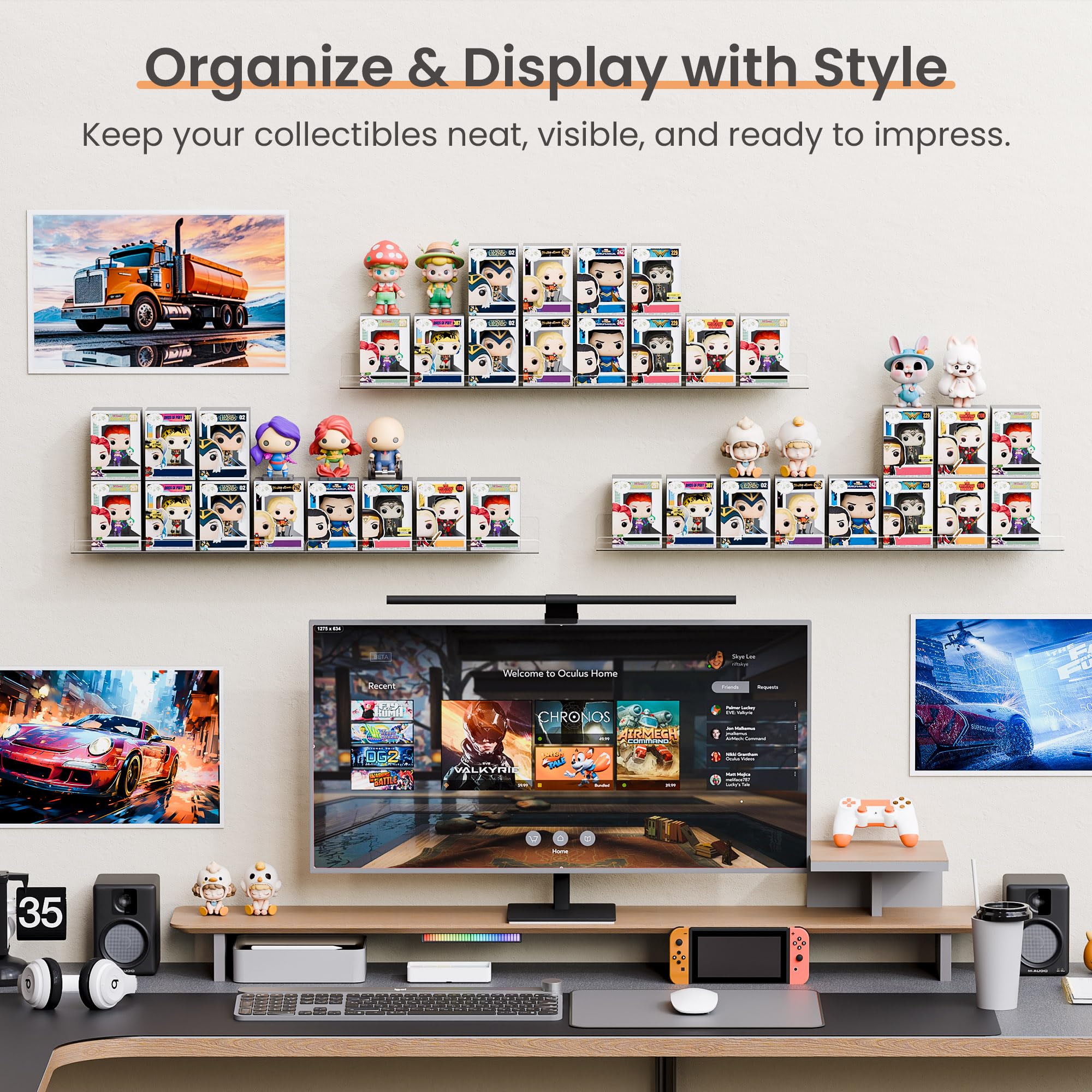 Étagères Acrylique Transparentes Upsimples, 38 cm - Lot de 4 Étagères Flottantes Murales pour Rangement Livres Enfants/Chambre/Chambre/Salle de Bain/Cuisine