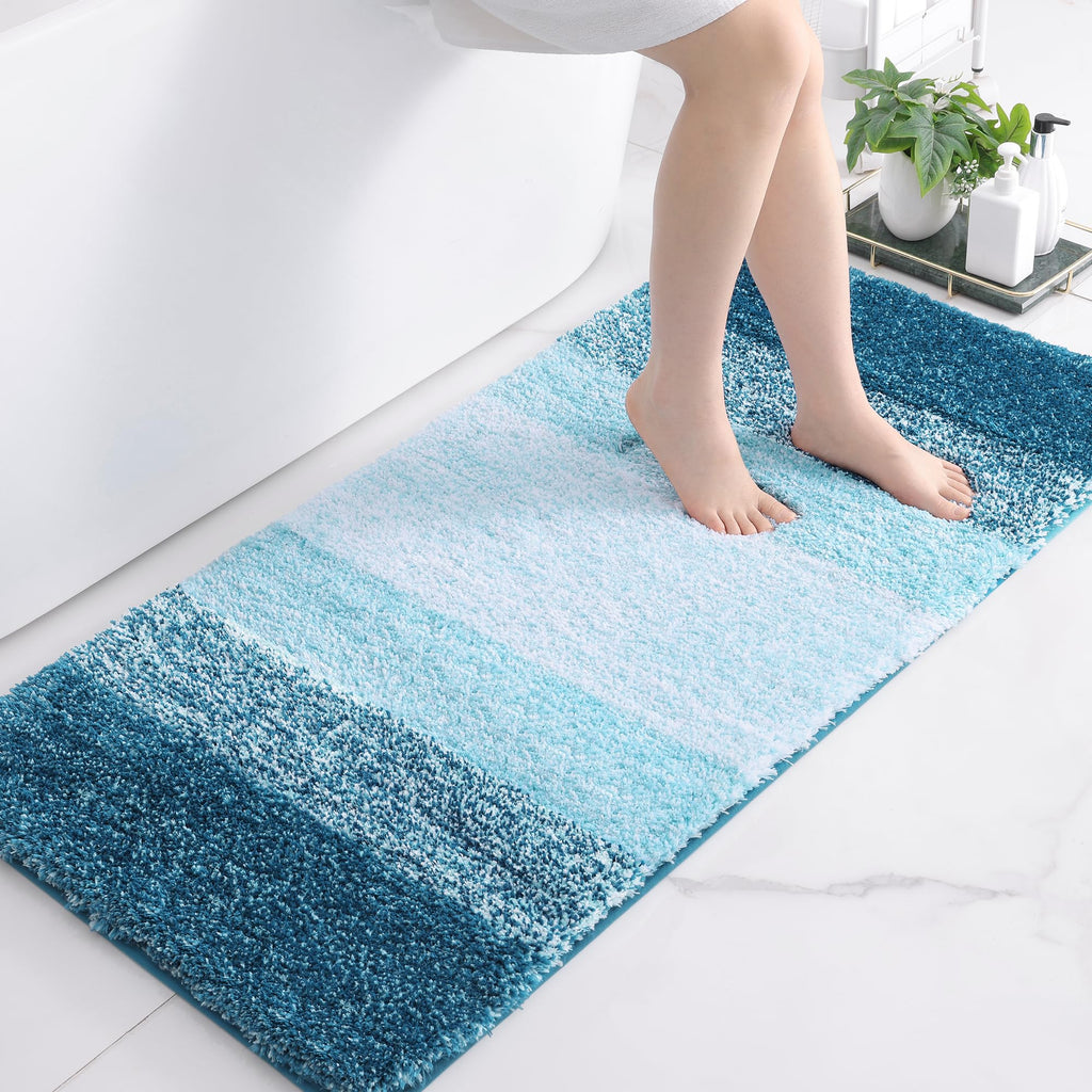 Tapis de bain en microfibre ultra doux et absorbant - Tapis shaggy antidérapant, lavable en machine, 40x60 cm